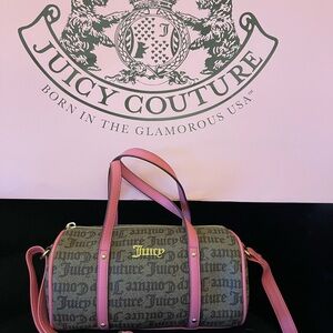Juicy Couture Pink and Brown Barrel Bag with Logo